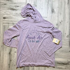 Reel Legends "Fresh Air is Self Care" Lavender Hooded Long Sleeve Tee